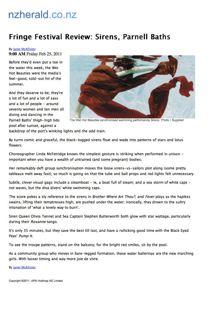 NZ Herald review, Sirens Feb 25 2011, Janet McAllister