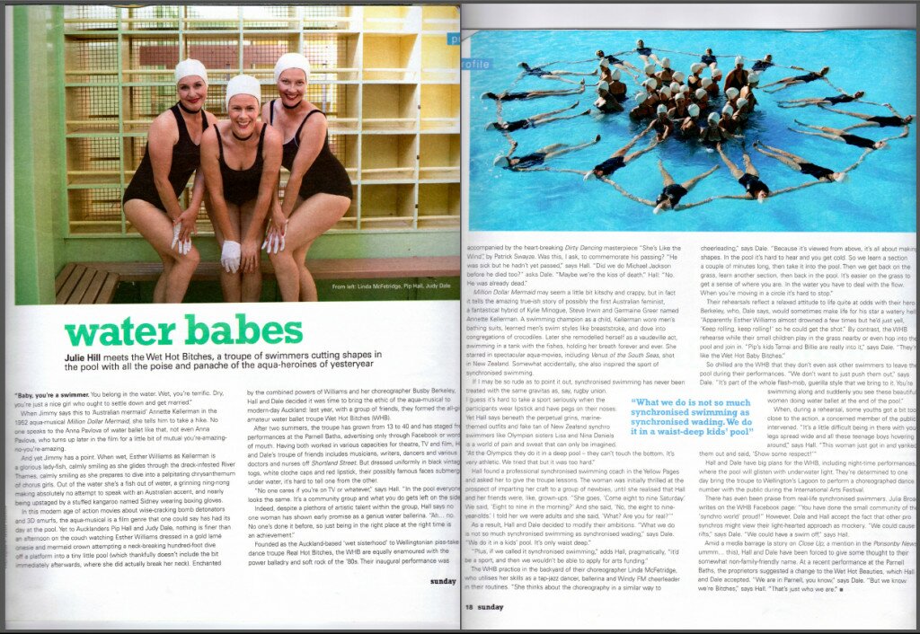 Sunday Star Times Sunday Magazine, Water Babes 2pg article June 20 2010, Julie Hill