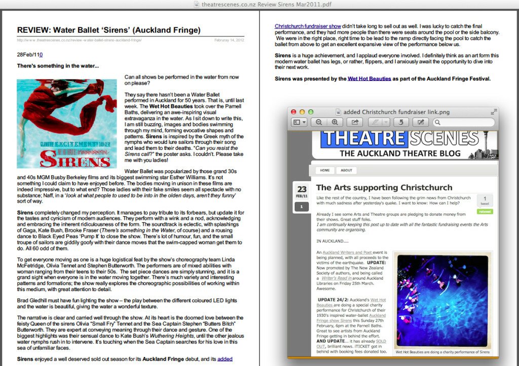 Theatre Scenes review, 28Feb 2011 Sirens, James Wenley