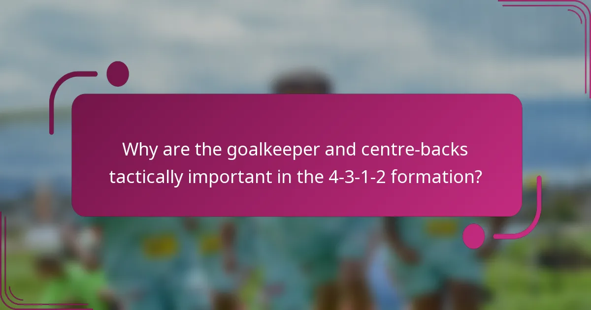 Why are the goalkeeper and centre-backs tactically important in the 4-3-1-2 formation?
